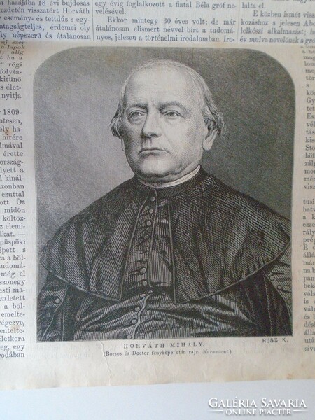 S0570 Mihály Horváth, Bishop of Csánád and Minister of Culture - woodcut and article - 1867 newspaper front page