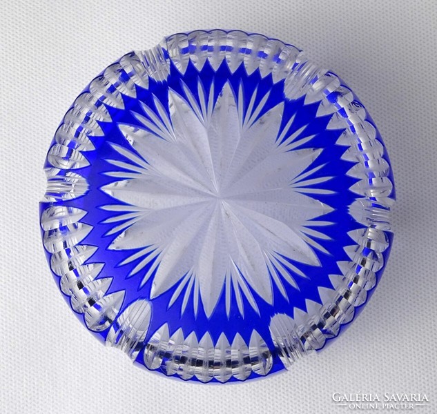1O253 double layer blue polished crystal ring holder bowl