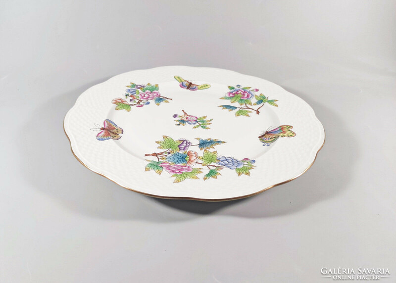 HERENDI, VIKTÓRIA MINTÁS (VA) NAGY KEREK TÁLCA, KÉZZEL FESTETT PORCELÁN 27.8 CM, HIBÁTLAN! (J333)