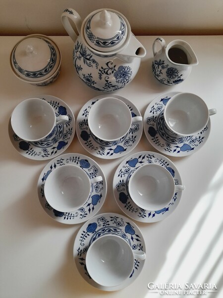 Czech onion pattern porcelain tea set, bohemia inglazed