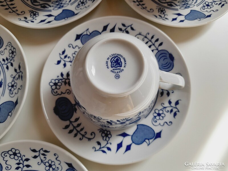 Cseh hagymamintás porcelán teás készlet, Bohemia Inglazed