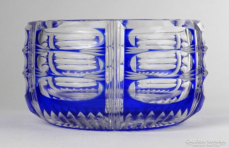 1O253 double layer blue polished crystal ring holder bowl