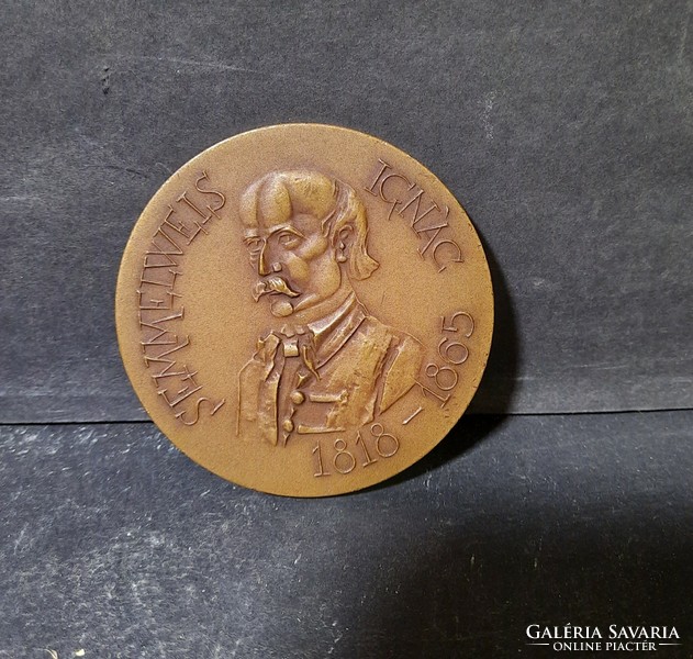 Little Big András: Ignác Semmelweiss - original marked bronze plaque, 6 cm, state mint Budapest