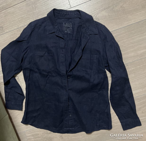 Marks&spencer dark blue linen shirt blouse