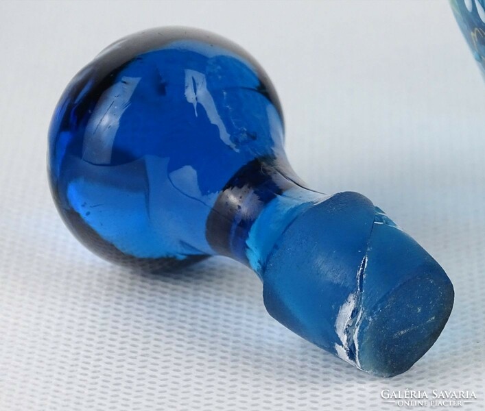 1O245 antique blue blown moser glass with pouring stopper 17 cm