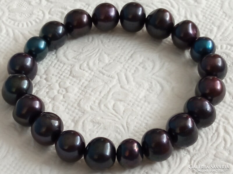 Freshwater black pearl bracelet 11-12 mm