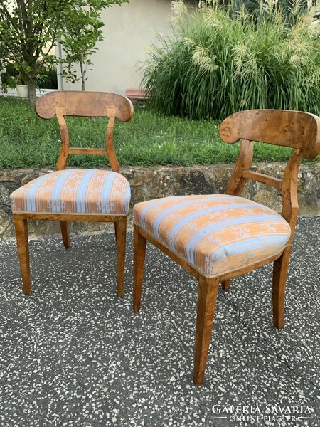 Pair of antique Biedermeier kidney-backed chairs