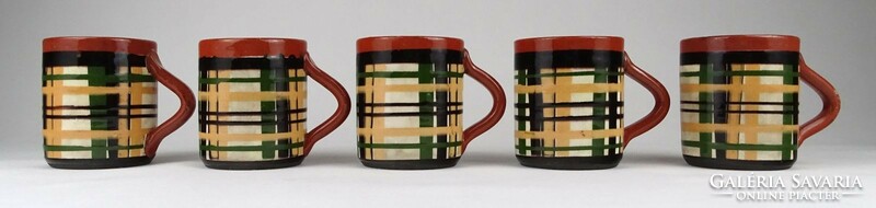 1O164 retro glazed ceramic mug set 5 pieces