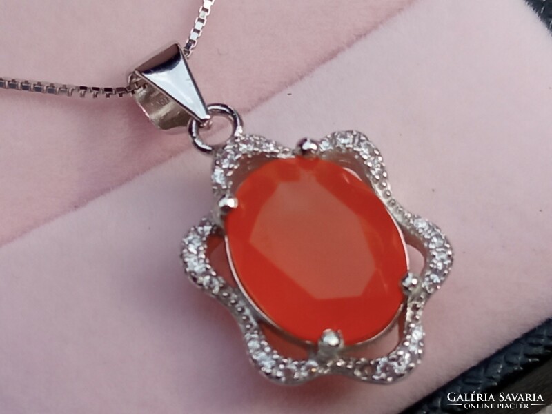 Orange opal 925 silver pendant