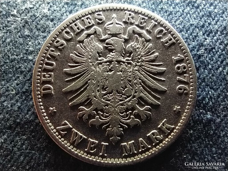 German States Free Hanseatic City Hamburg .900 Silver 2 marks 1876 j (id64530)