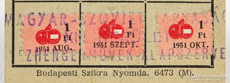 1O277 Régi Magyar-Szovjet Társaság tagsági igazolvány 1951