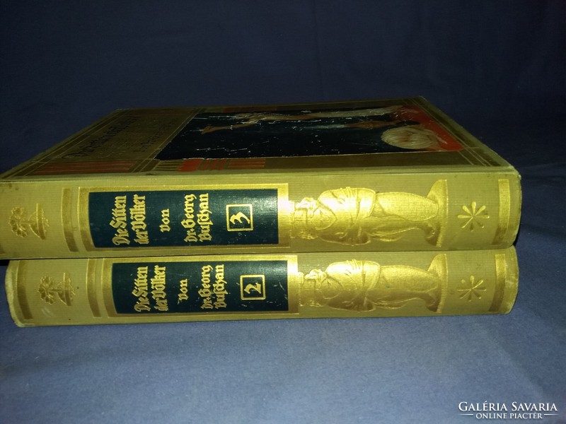 1910. Dr. Georg Buschan - A népek szokásai 2.-3. kötet németnyelvű gótbetűs album gyönyörű állapot !
