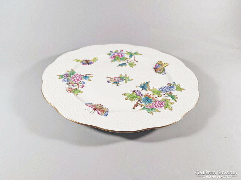 Herend, Victoria pattern (va) large round tray, hand-painted porcelain 27.8 Cm, flawless! (J333)
