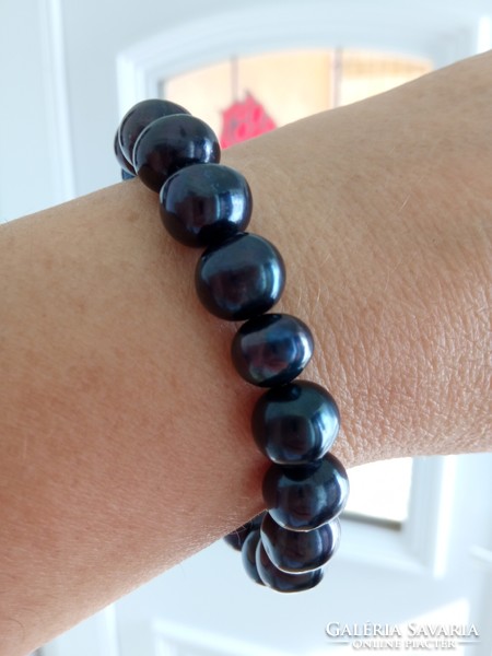 Freshwater black pearl bracelet 11-12 mm