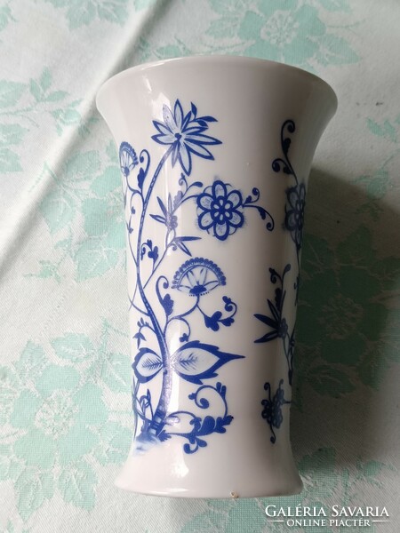 Porcelán kék mintás váza (15 cm)