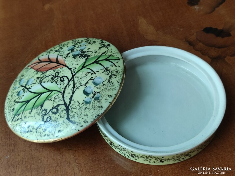 Antik Drasche porcelán ékszertartó dobozka gyönyörű kézi festésű jelzett art deco darab