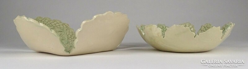 Pair of weaver kati ceramic bowls marked 1N968 with a lace pattern