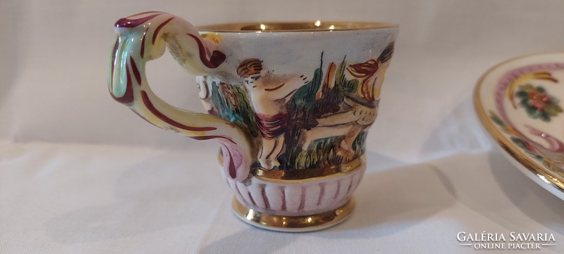 R. Capodimonte beautiful figural painted porcelain cup with gilt interior and base