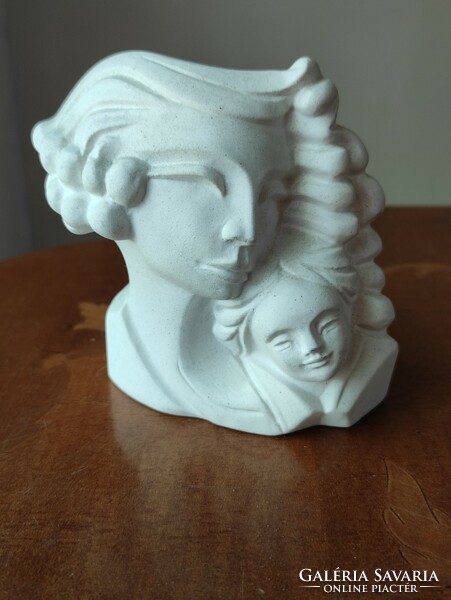 Anya gyermekével bájos gipsz szobor kandalló vagy egyéb enteriőrbe illő dísz