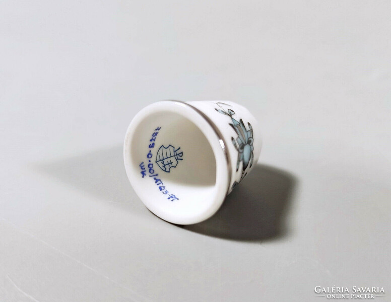 Herend, blue and platinum Appony pattern thimble, hand-painted porcelain 2.0 Cm, flawless! (Bt021)