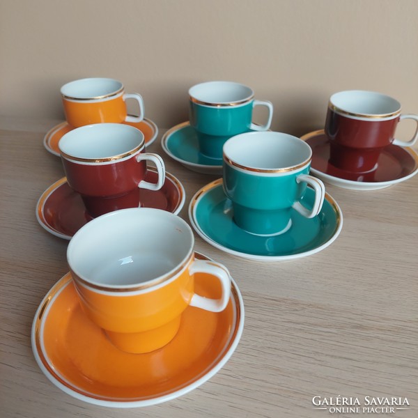 Colorful vintage Raven House coffee set