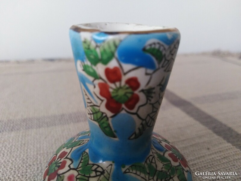 Picur kerámia váza - virágosan /  kézi festett