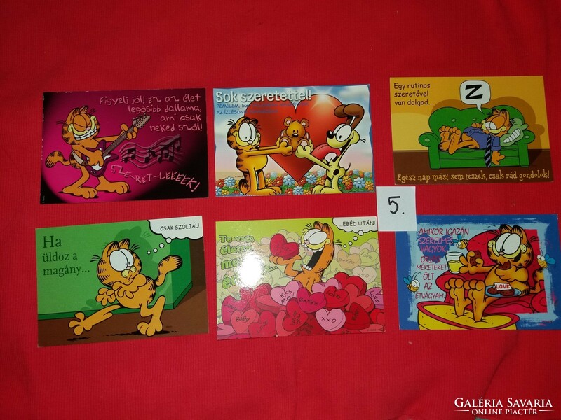 Retro képeslapcsomag 6 db posta tiszta GARFIELD humoros GYÁRI ÁLLAPOT 5.