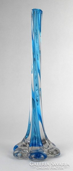 1O203 Antik színezett kék Moser üveg váza szálváza 28.5 cm