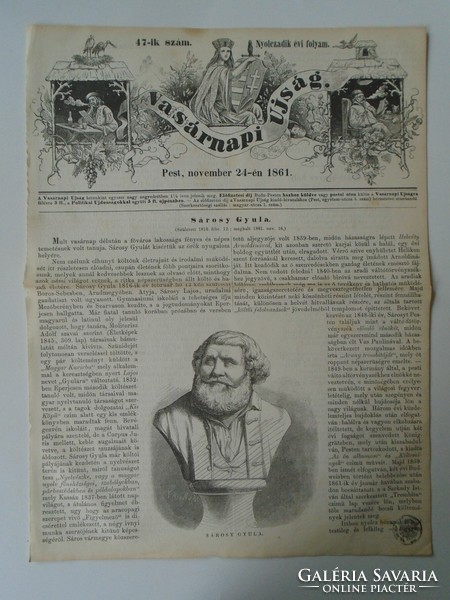 S0621 Gyula Sárosyí - Borossebes (Sebis) Arad - - woodcut and article-1861 newspaper front page