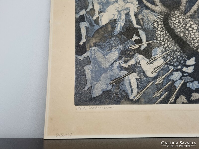 Tassy Béla   Csodaszarvas című rézkarca 50/32  - 1974 ,  szignált alkotás