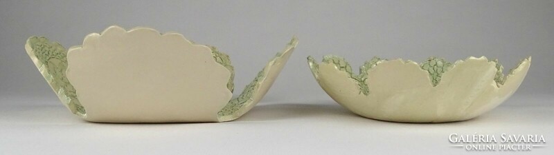 Pair of weaver kati ceramic bowls marked 1N968 with a lace pattern