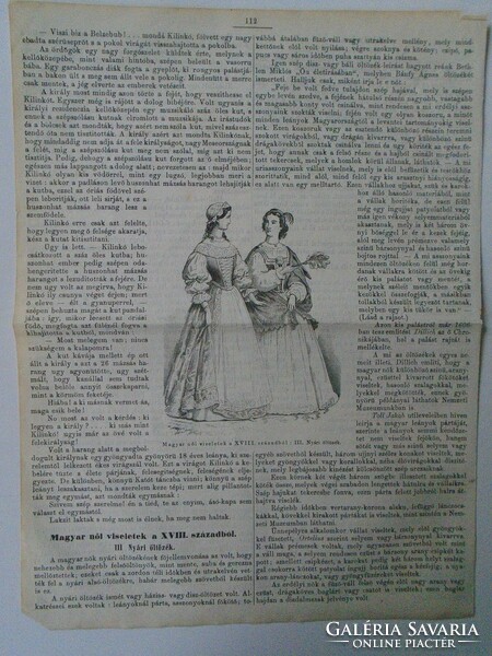 S0650 Hungarian women's costumes from the 18th century article and woodcut from a newspaper from 1861