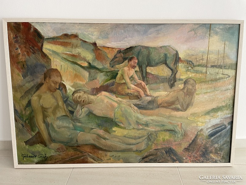 Ernő Gebauer men after work nude Pécs life portrait landscape painting antique