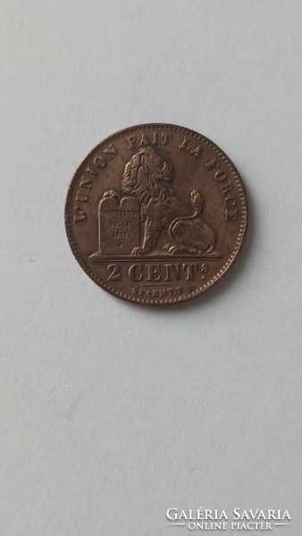 2 Cent / Centime,  aUNC, Belgium, Ritka, 1911-ben csak, 645 000db !