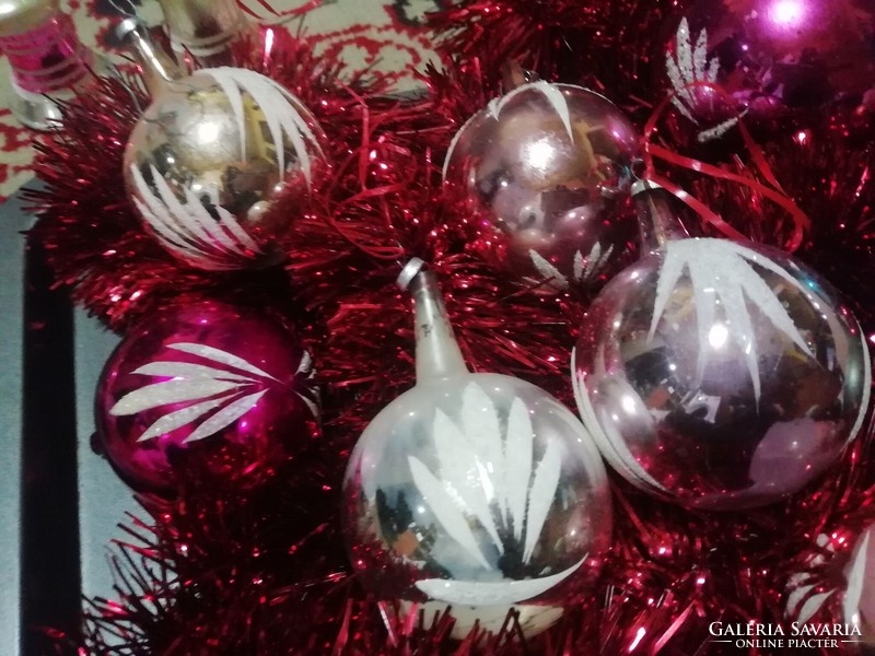 Antik karácsonyfa dísz üveg gömbök képeken látható állapotban