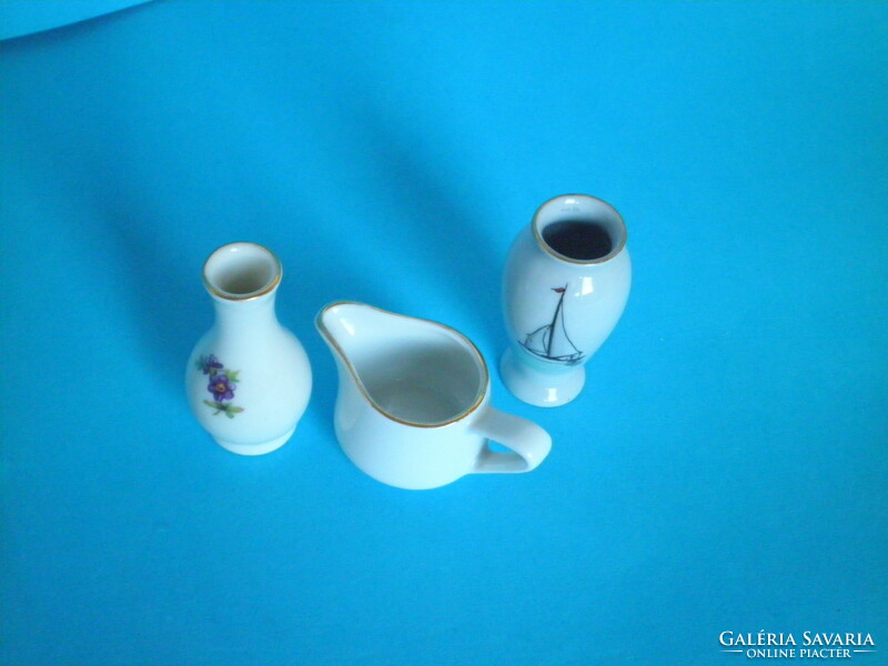 Hollóházi porcelán mini vázák 3 db egyben