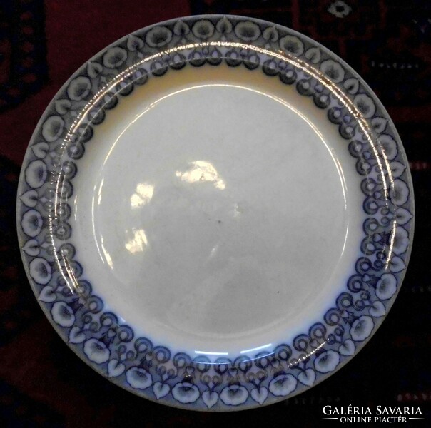 Antique, massive earthenware English 5-piece tableware, flow blue (river blue) pattern, 19th century