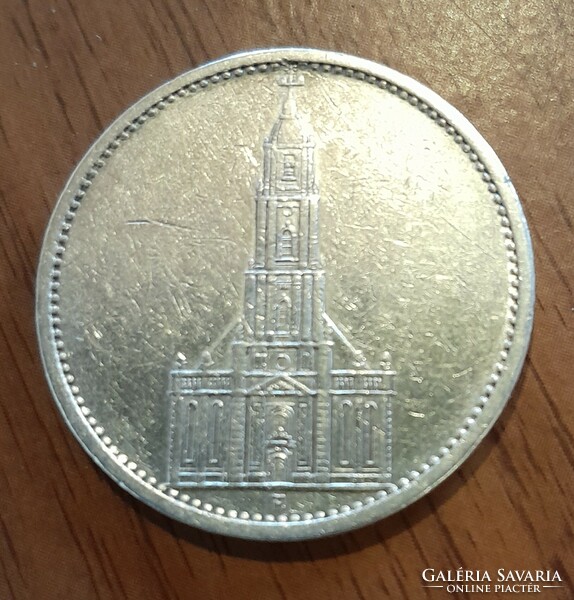 Németország - Harmadik Birodalom ezüst 5 márka (Reichsmark) "Potsdam Garrison Templom" 1935 A