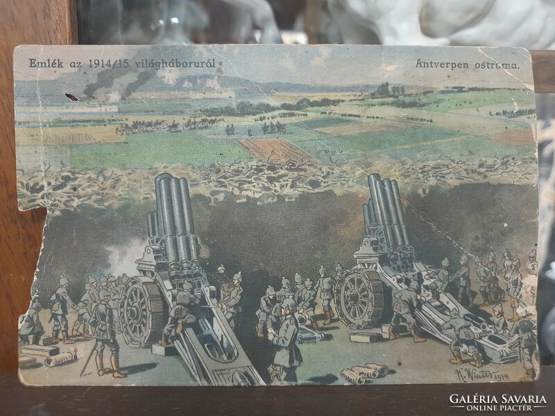 I.Vh color military WWI battle scene postcard, postcard. 6 Pcs.