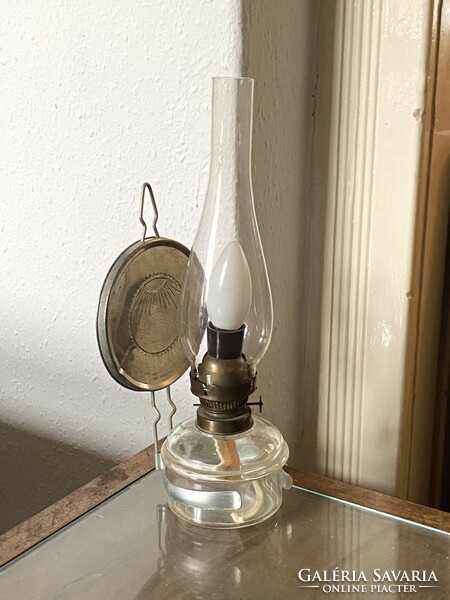 Glass kerosene lamp with electric lighting 34.5 Cm for wall and table use