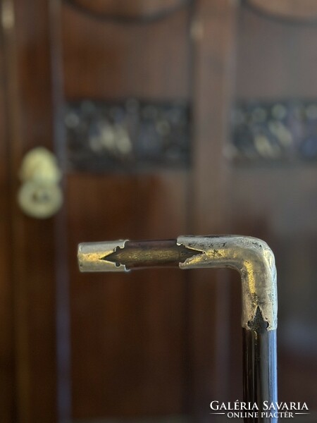 Antique walking stick with silver-plated handle