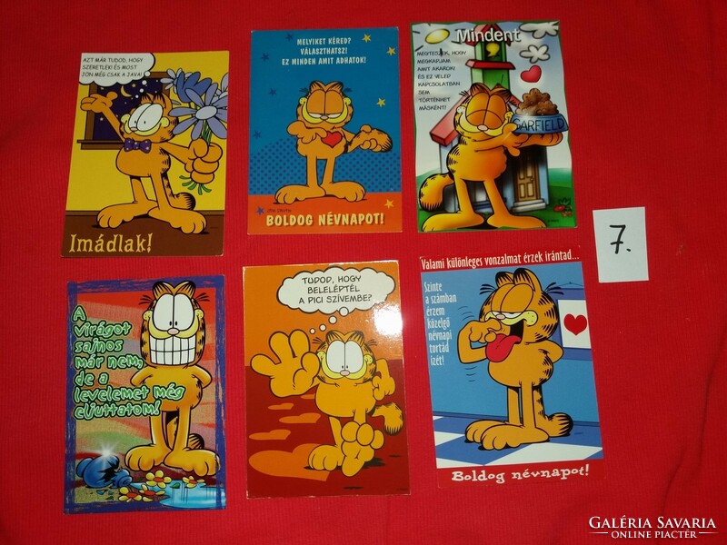 Retro képeslapcsomag 6 db posta tiszta GARFIELD humoros GYÁRI ÁLLAPOT 7.