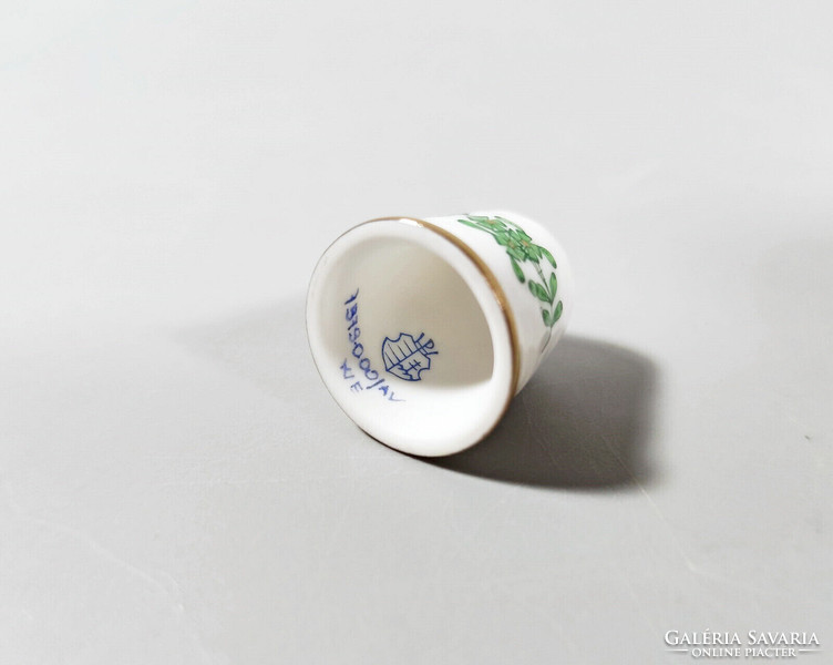 Herend, green Appony pattern thimble, hand-painted porcelain 2.0 Cm, flawless! (Bt018)