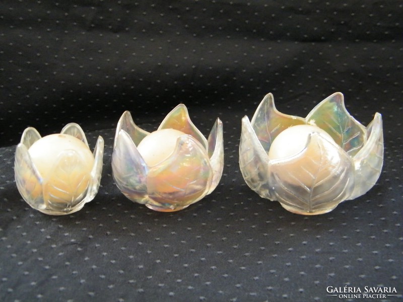 Set of candlesticks or candlesticks made of iridescent glass, 3 pcs