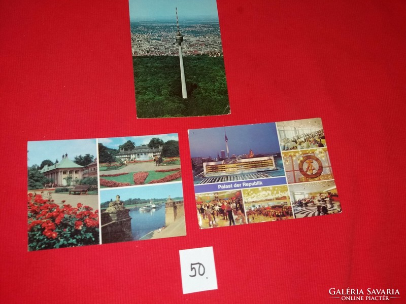 Régi képeslapok (német) Német városok Berlin Stuttgart Drezda 1960-70-s évek 3 db egyben 50