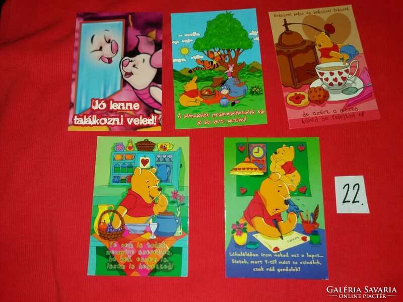 Retro postcard pack of 5 postal clean Winnie the Pooh disney humorous factory condition 22