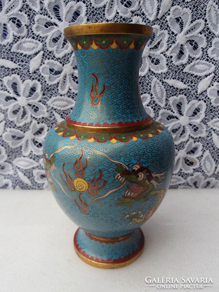 Fire enamel vase with dragons