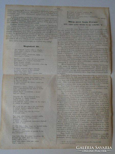 S0607 Zágoni Bodola Sámuel -erdélyi püspök    - fametszet és cikk-1861-es újság címlapja