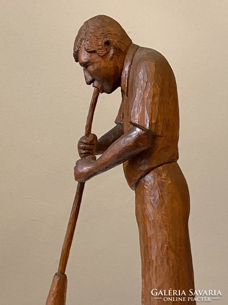 Master glassblower László Tyukodi 2001 carved wooden sculpture 43 cm