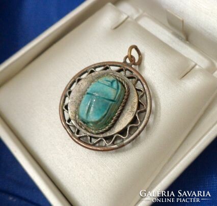Old scarab double sided pendant